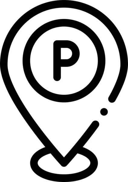 Géolocalisation Parking Icône Voiture Dans Style Contour — Image vectorielle