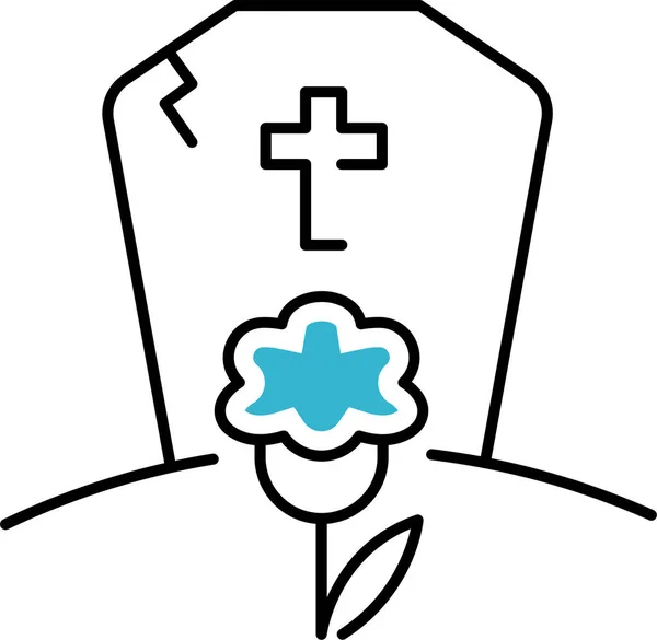 Ikona Trhání Květin Hřbitově — Stockový vektor