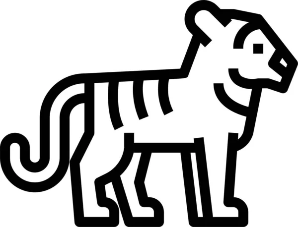 Icona Della Fauna Selvatica Dei Mammiferi Tigre Stile Contorno — Vettoriale Stock