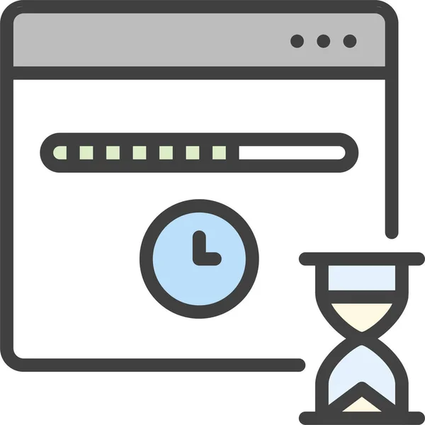 Browser Deadline Hourglass Icon Filled Outline Style — Stock Vector