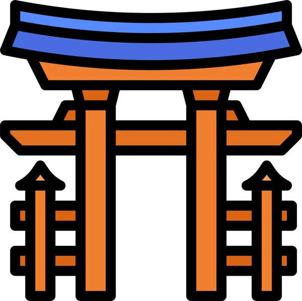 Construcción Itsukushima Japón Icono Categoría Edificio — Vector de stock