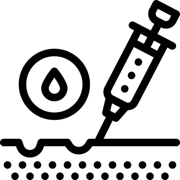 Icône Sous Cutanée Rajeunissement Par Injection Dans Style Contour — Image vectorielle