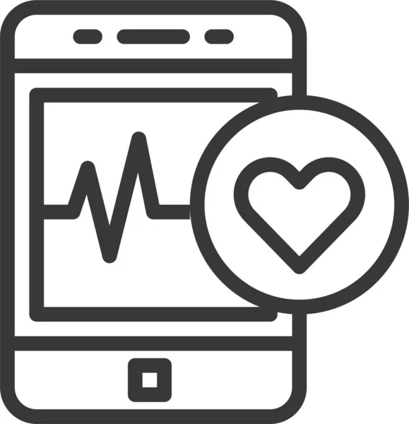 Santé Fréquence Cardiaque Icône Hôpital Dans Style Contour — Image vectorielle