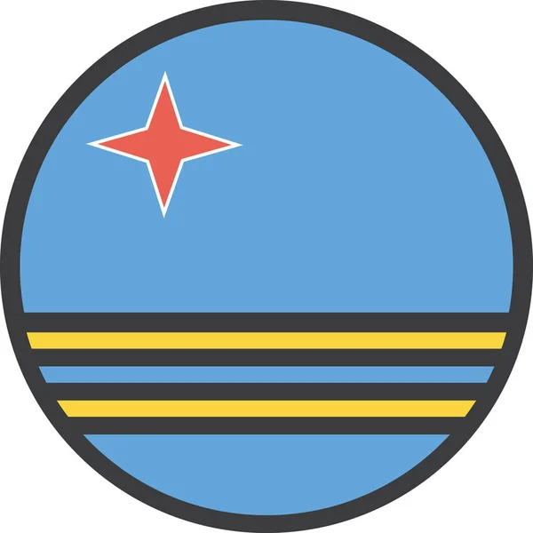 Icono Bandera Del País Aruba Estilo Contorno Lleno — Archivo Imágenes Vectoriales