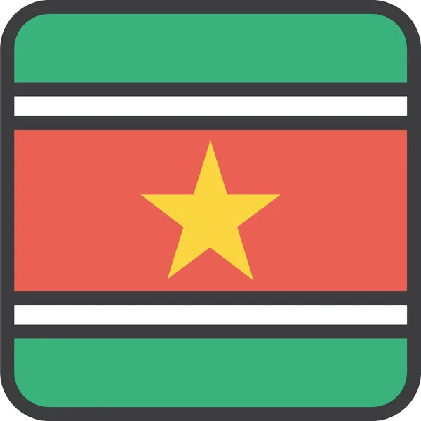 Drapeau Pays Icône Suriname Dans Style Contour Rempli — Image vectorielle