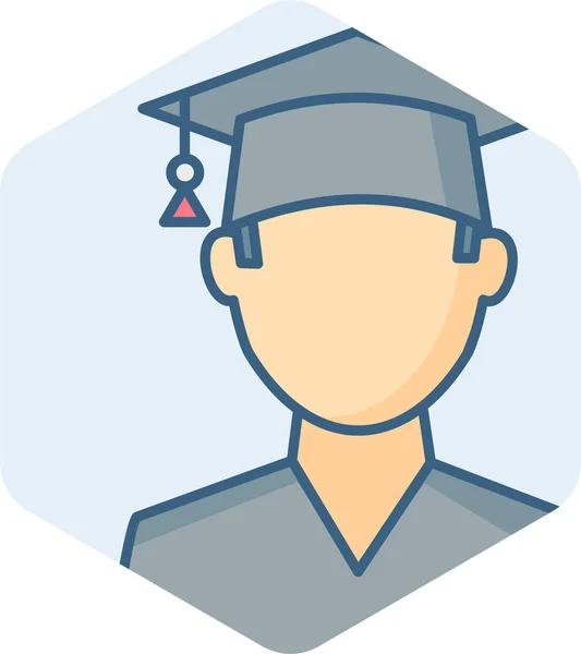 Chico Estudiante Posgrado Icono Estilo Contorno Lleno — Vector de stock