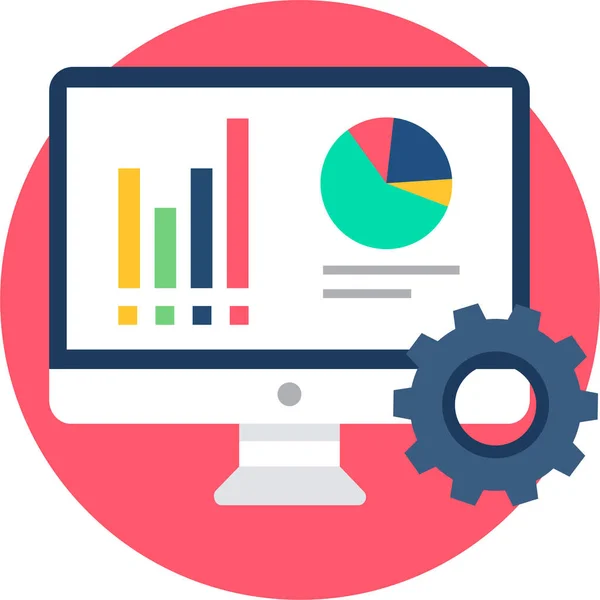 Business Chart Diagram Pictogram Platte Stijl — Stockvector