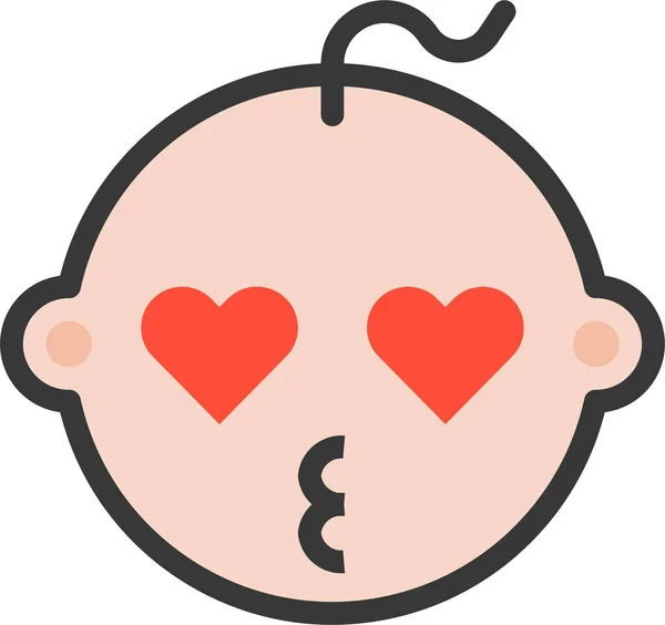 Icône Émoticône Bébé Emoji Dans Style Contour Rempli — Image vectorielle