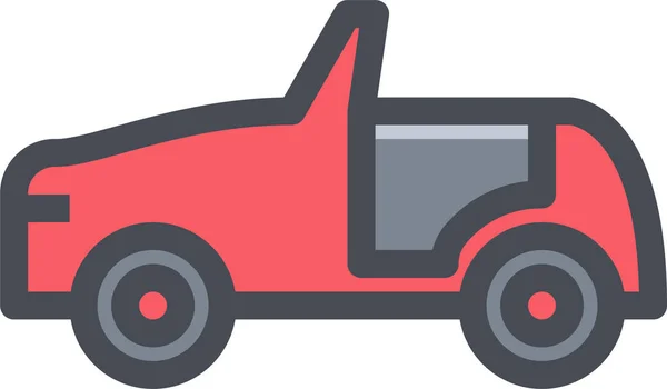 Car Convertible Transport Icon Filled Outline Style — Stock Vector