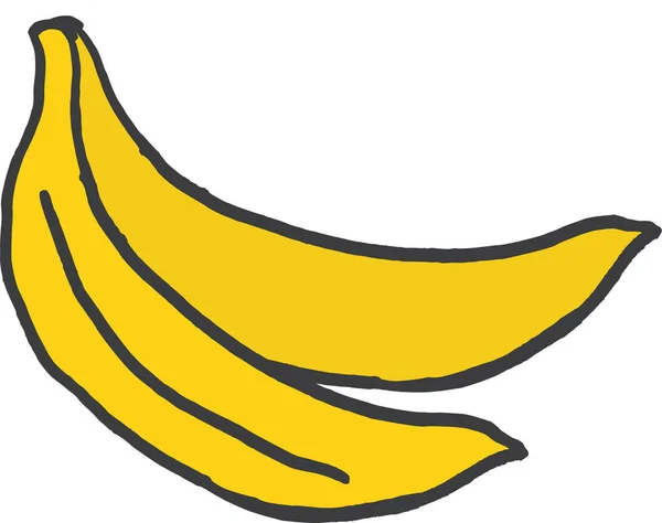 Plátano Fresco Icono Comida Estilo Dibujado Mano — Vector de stock