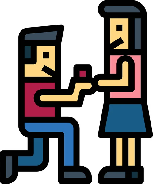 Couple Agenouiller Proposition Icône — Image vectorielle