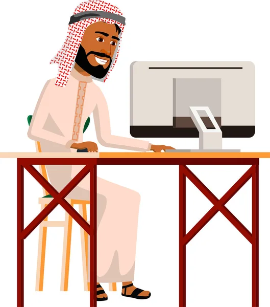 Arabský Podnikatel Ikona Plochém Stylu — Stockový vektor
