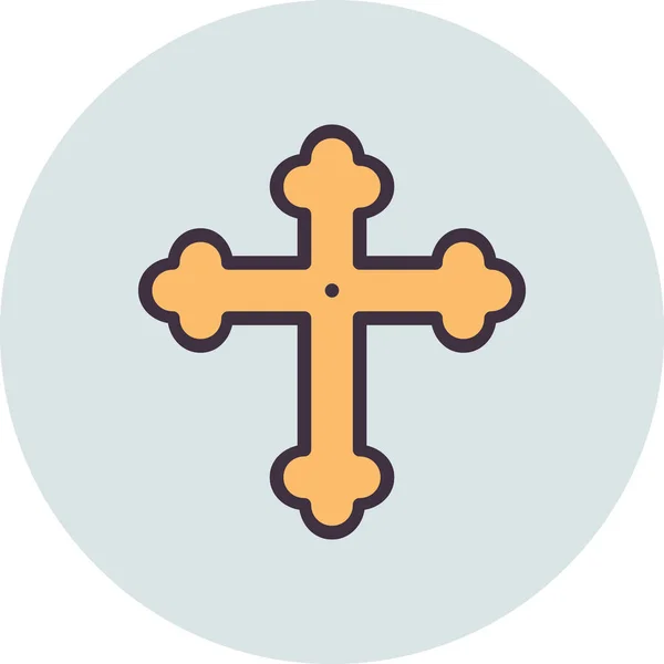 Christ Christianity Icono Cruz Estilo Contorno Lleno — Vector de stock