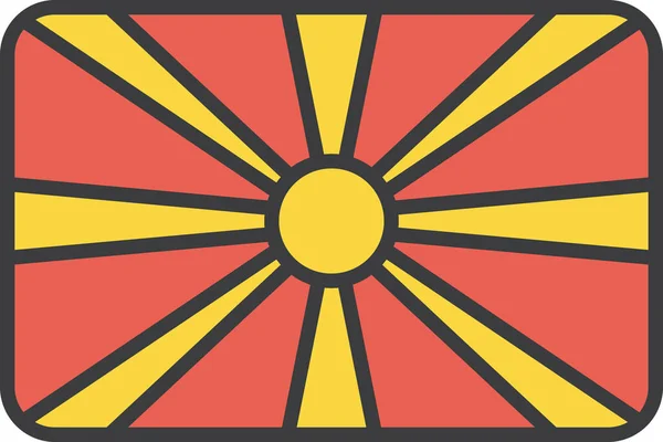 Asiatisk Land Flagga Ikon Ifylld Skiss Stil — Stock vektor