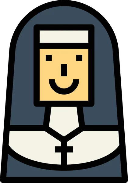 Nun Christian Catholic Icon Filled Outline Style — Stock Vector
