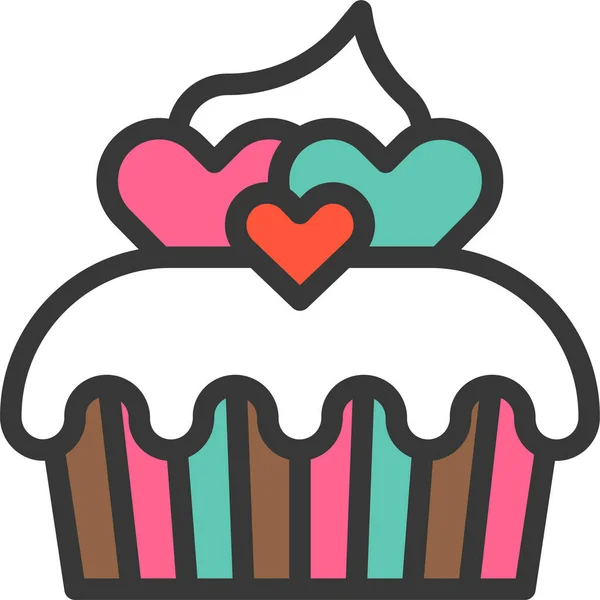 Pastel Cupcake Postre Icono Estilo Contorno Lleno — Archivo Imágenes Vectoriales