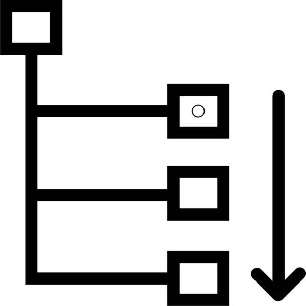 Icône Hiérarchie Diagramme Flux Données Dans Style Contour — Image vectorielle