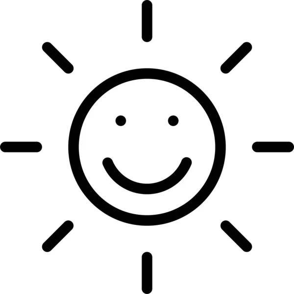 Ikona Letnich Promieni Słonecznych Zarysie — Wektor stockowy