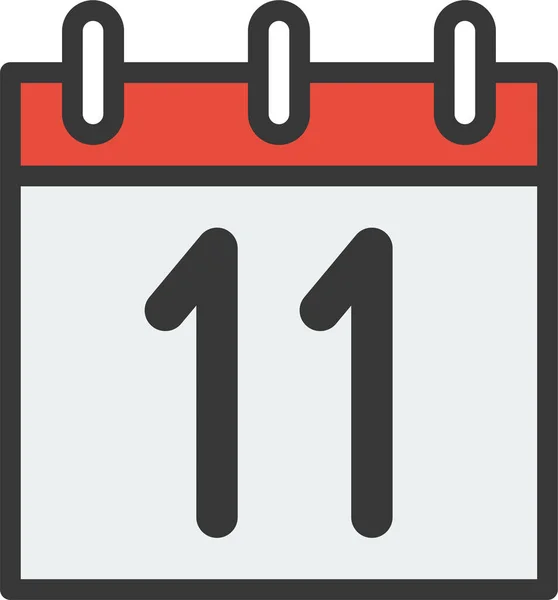 Εικονίδιο Ημέρας Ημερολογιακής Ημερομηνίας Στυλ Πλήρους Περιγράμματος — Διανυσματικό Αρχείο
