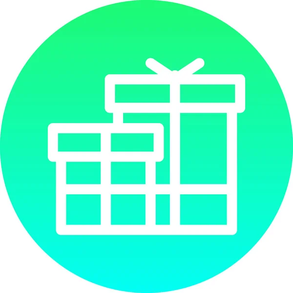 Box Christmas Gift Icon Badge Style — Stock Vector