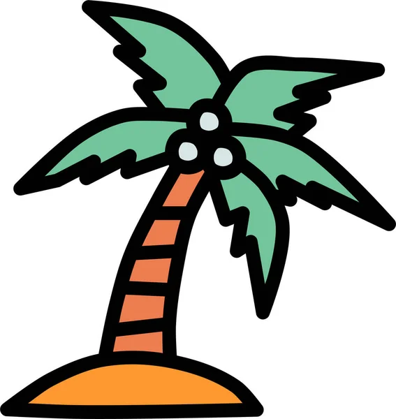 Икона Пляжного Кокосового Острова Стиле Заполненного Контура — стоковый вектор