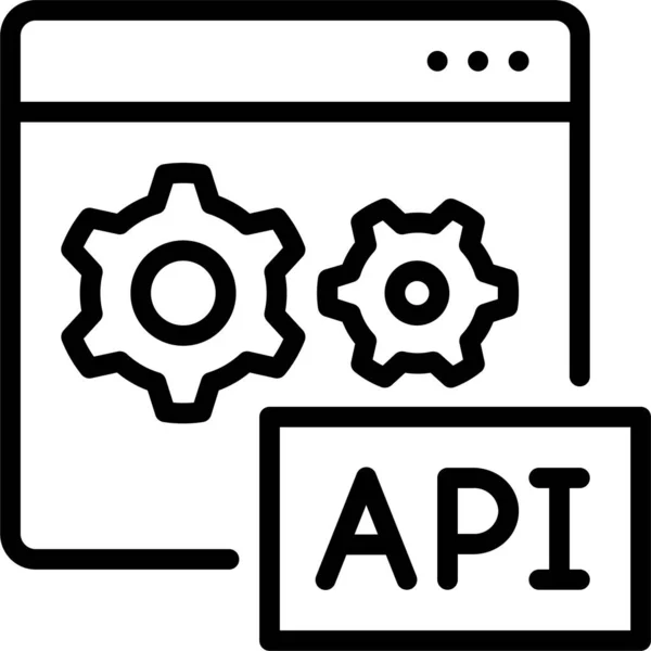 Api Icono Programa Interfaz Programación Aplicaciones Estilo Esquema — Vector de stock