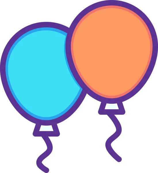 Balloon Birthday Celebration Icon Filled Outline Style — Stock Vector