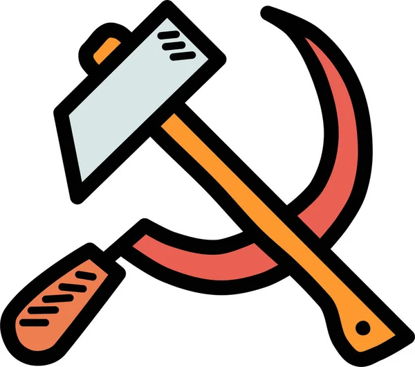 Icône Travail Marteau Communiste Dans Style Contour Rempli — Image vectorielle