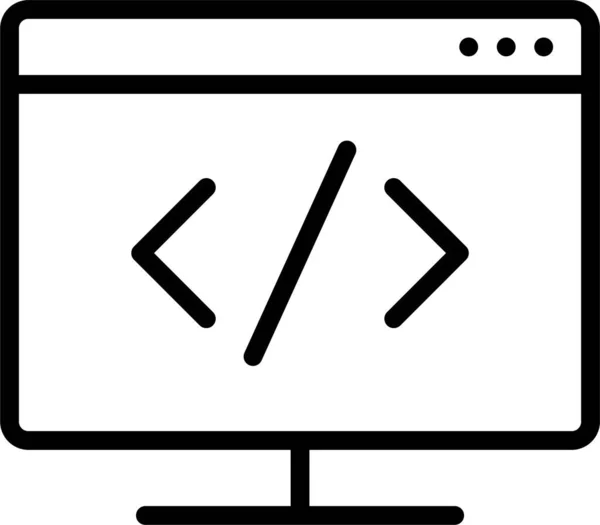 Kódování Kódu Ikona Počítače Stylu Osnovy — Stockový vektor