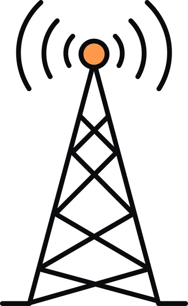 Ícone Conexão Comunicação Torre Estilo Esboço Preenchido —  Vetores de Stock