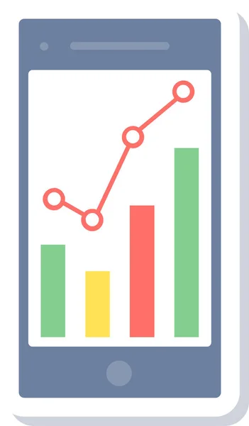 Analyse Mobiele Kaart Pictogram Platte Stijl — Stockvector