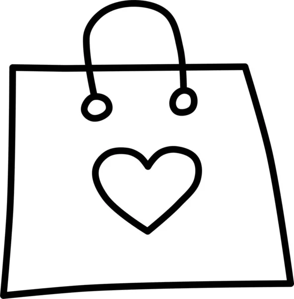 Bag Day Love Icon Outline Style — Stock Vector