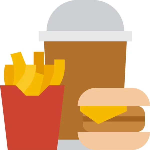 Fast Food Junk Εικονίδιο Επίπεδο Στυλ — Διανυσματικό Αρχείο