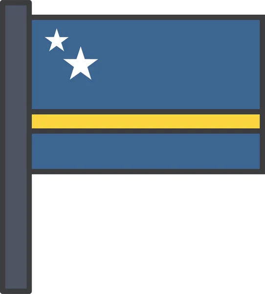 País Curacao Icono Bandera Estilo Contorno Lleno — Vector de stock