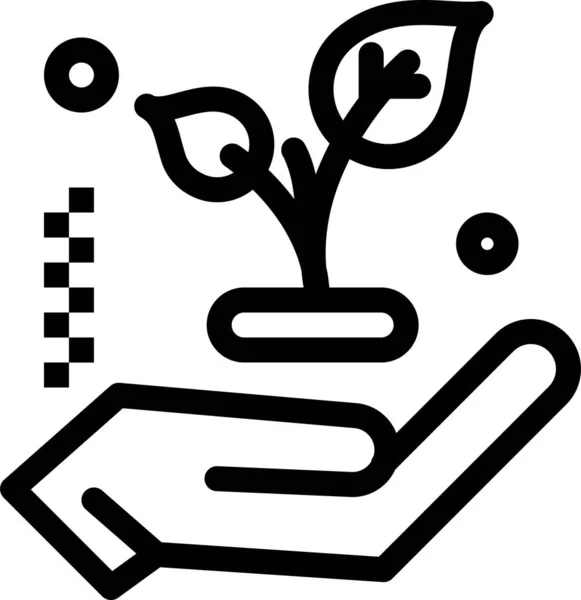 Hand Löv Träd Ikon Kontur Stil — Stock vektor