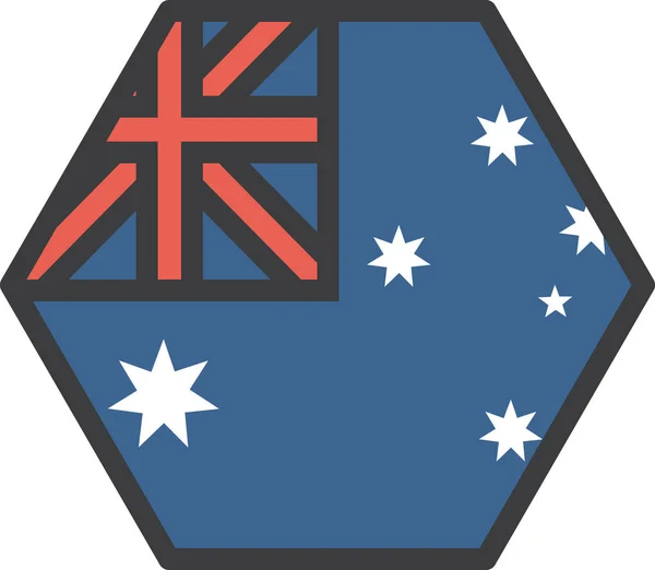 Aussie Australia Country Icon Stil Full Contur — Vector de stoc