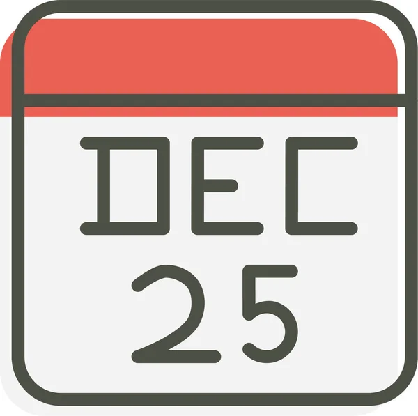 Kalendarz Boże Narodzenie Data Ikona Stylu Wypełniony Zarys — Wektor stockowy