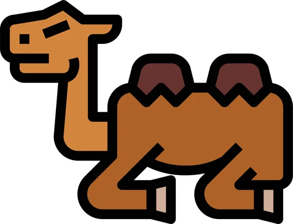 Animal Camel Wildlife Icon Estilo Contorno Lleno — Vector de stock