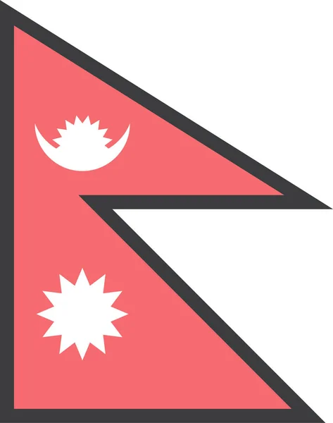 Ασιατική Σημαία Χώρα Εικονίδιο Στυλ Γεμάτο Περίγραμμα — Διανυσματικό Αρχείο