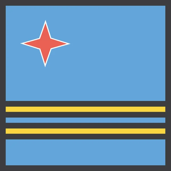 Icono Bandera Del País Aruba Estilo Contorno Lleno — Vector de stock