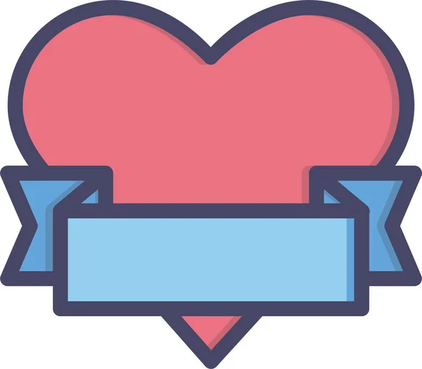 Regalo Corazón Amor Icono Estilo Contorno Lleno — Vector de stock