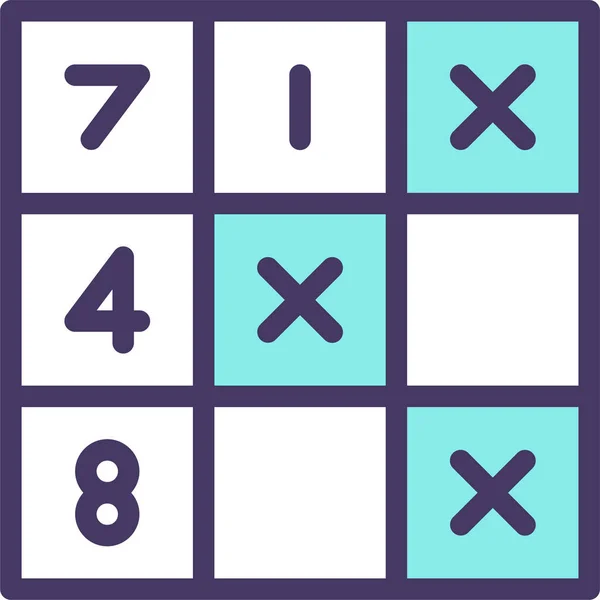 Jeu Maths Puzzle Icône Dans Style Contour Rempli — Image vectorielle
