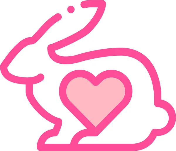 Tier Herz Kaninchen Symbol Ausgefülltem Outline Stil — Stockvektor