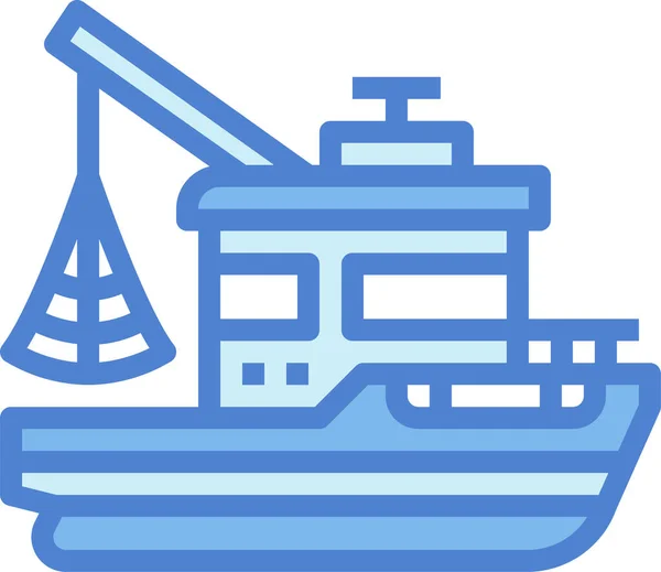 Bootsfischer Schiff Symbol Fahrzeuge Modi Transport Kategorie — Stockvektor