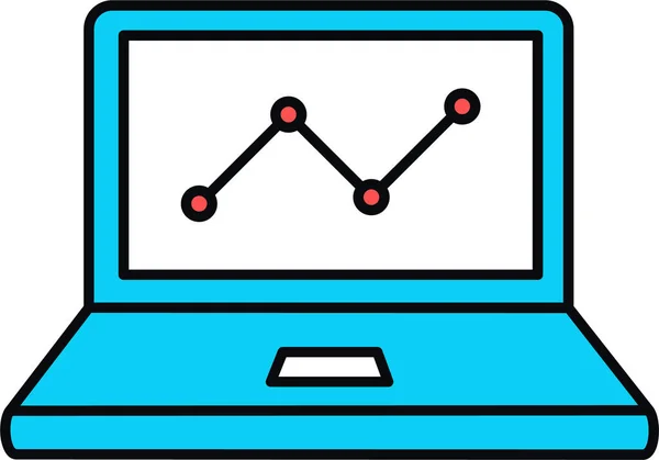 フルアウトラインスタイルのグラフノートパソコンのプレゼンテーションアイコン — ストックベクタ