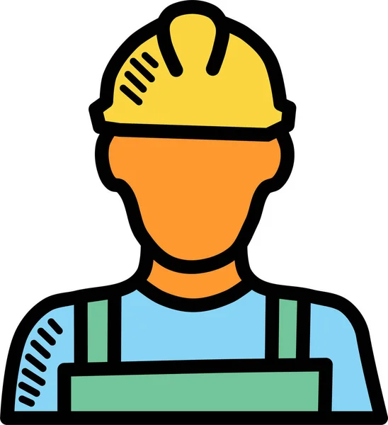 Construction Labor Mechanic Icon Filled Outline Style — Stock Vector