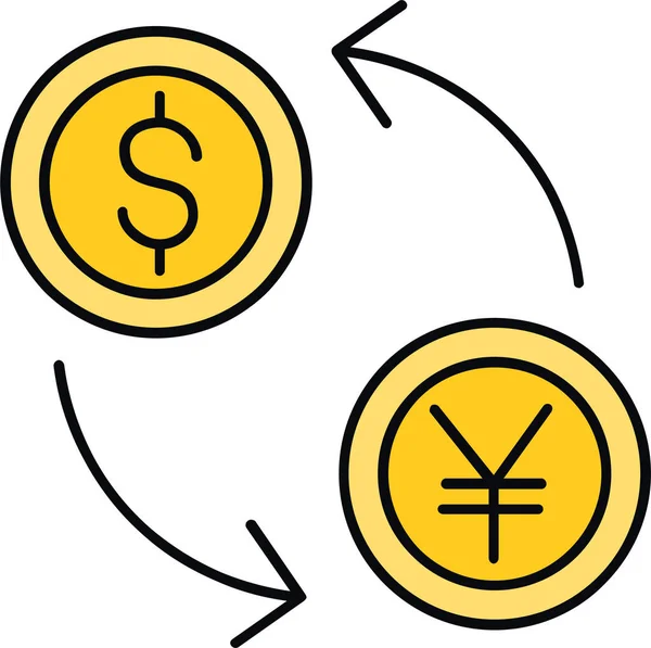 Convert Dollar Money Icon Filled Outline Style — Stock Vector