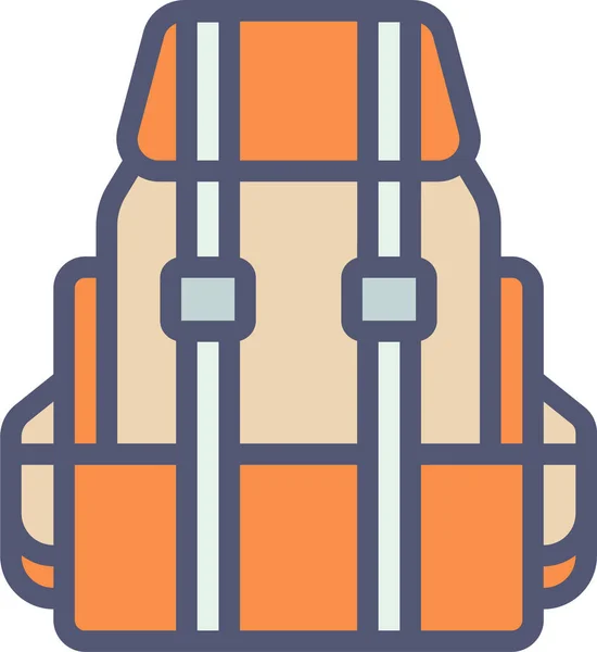 Mochila Equipaje Icono Camping Estilo Contorno Lleno — Vector de stock