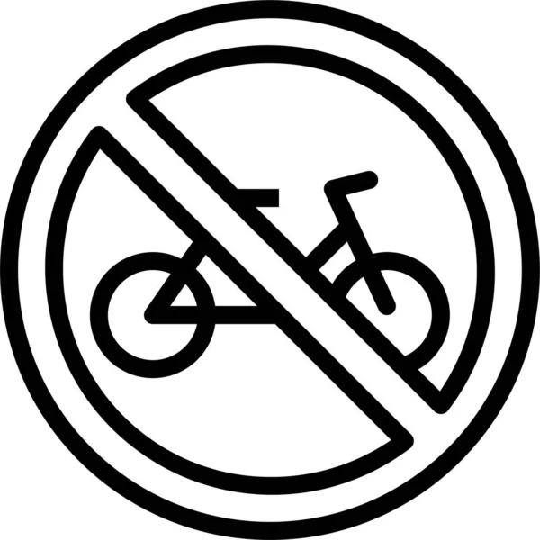Ciclismo Señalización Icono Carretera Estilo Esquema — Vector de stock