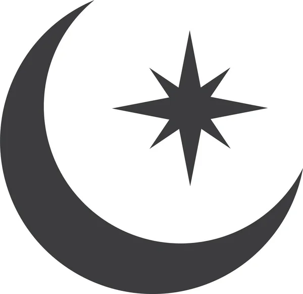 Ikon Islam Festival Bulan Sabit Dalam Gaya Padat - Stok Vektor